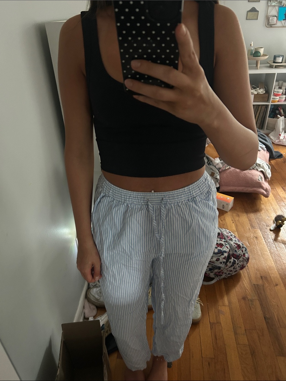 Striped Blue and White Cotton Lounge Pants